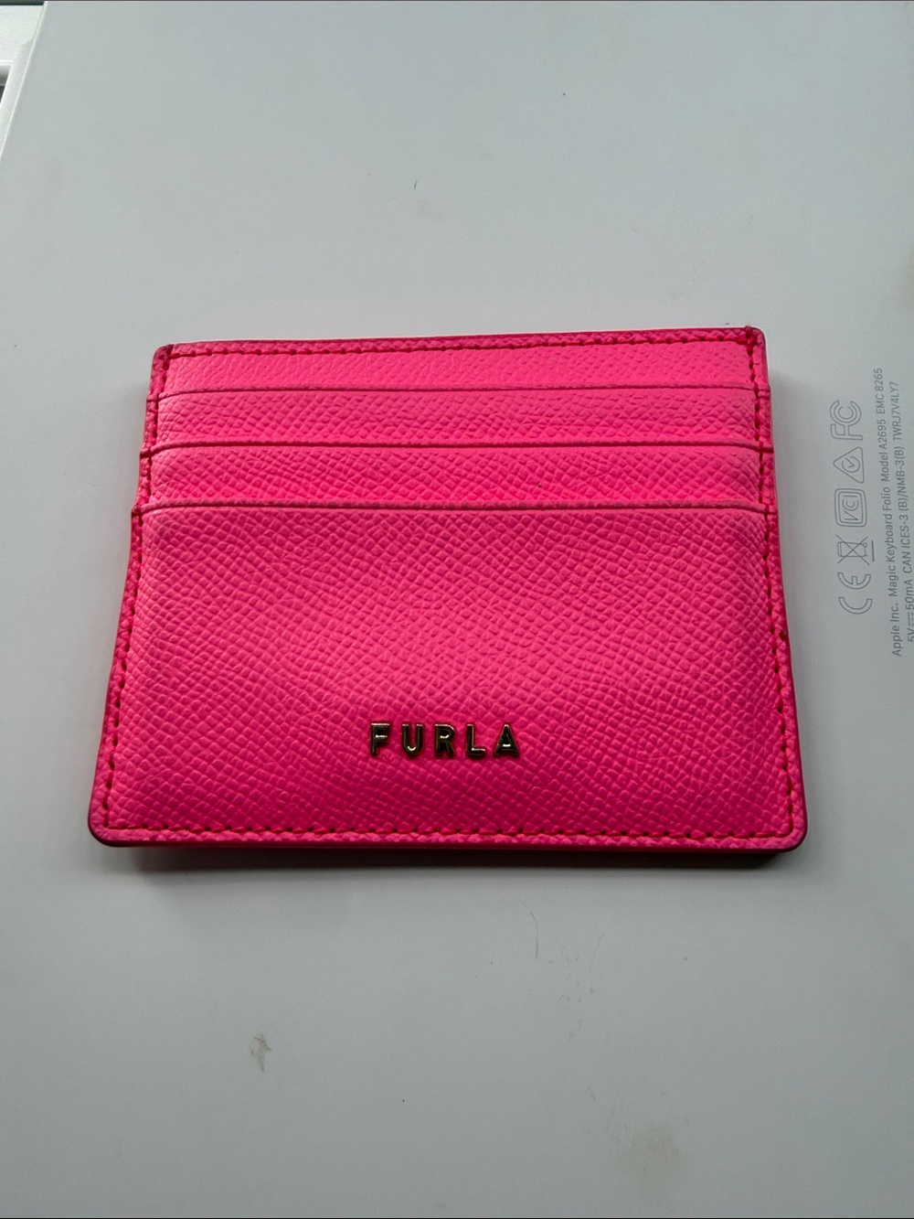 Furla Neon Pink Saffiano Card Holder